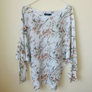 Collezioni Leonardo Italy Floral Beachy Sweater Open Knit Sz L